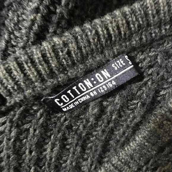 COTTON ON Black/Olive Marled Cold-Shoulder Sweater NEW Size SMALL - Picture 3 of 7